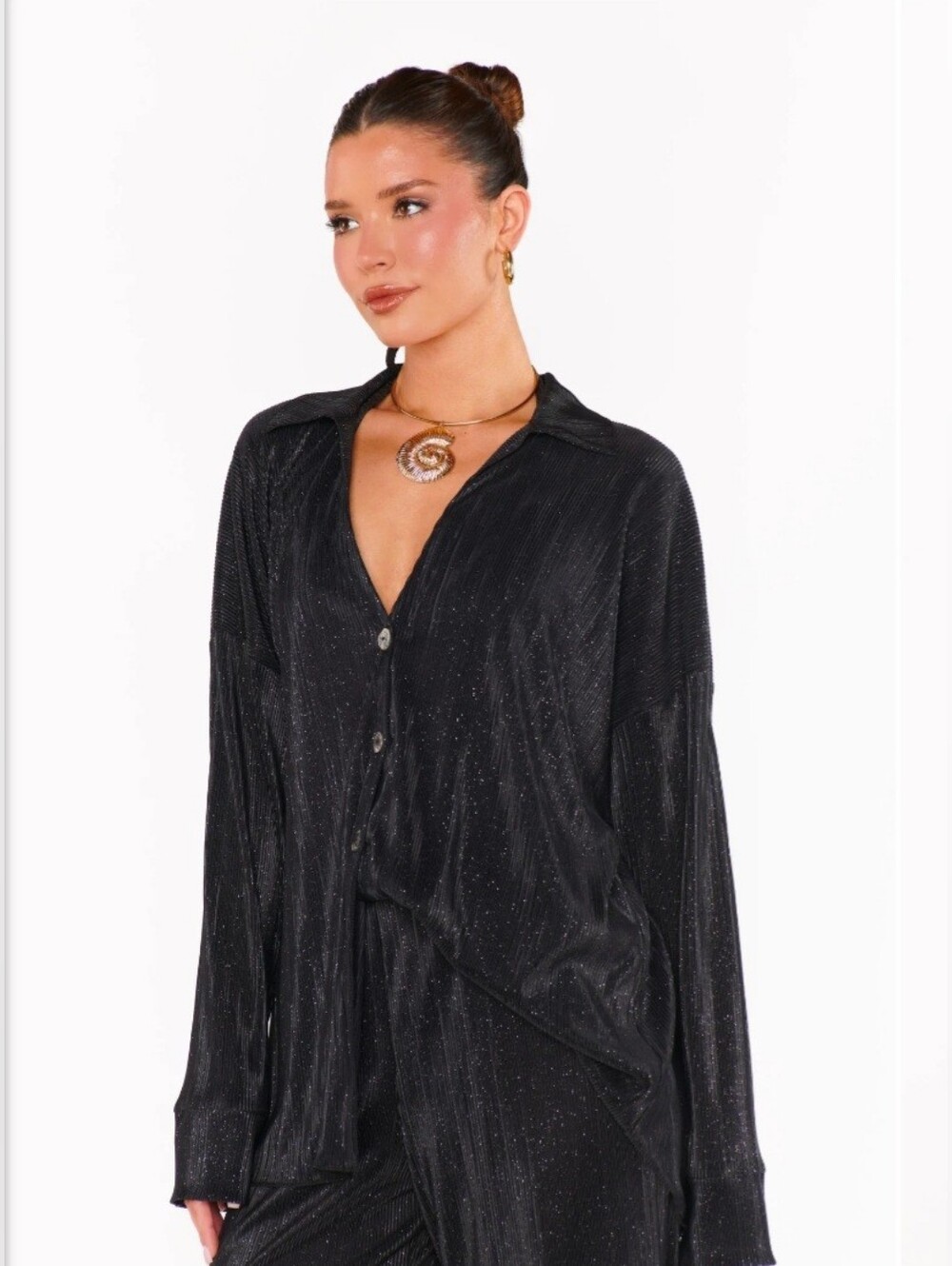 $168 Show Me Your Mumu Everywhere Top velvet Party Shirt Glittery Black
